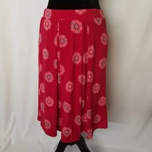 LulaRoe Madison Red and Pink Skirt w/ pockets